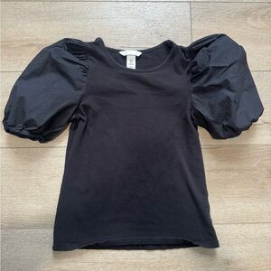 H&M Black Puff Sleeve Top